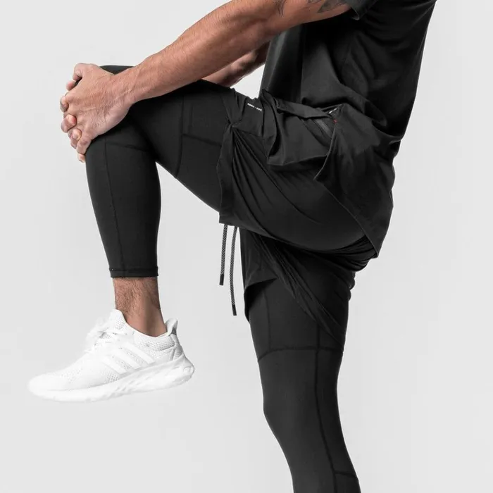 Men Shorts ASRV TetraLite 2in1 Legging Cargo Short Blackblack