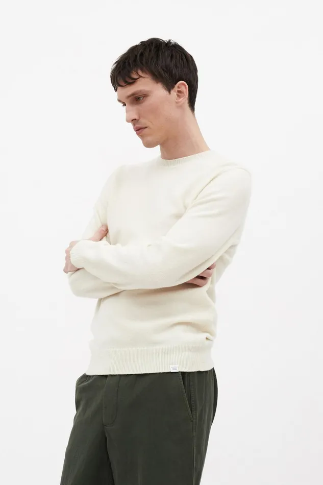 Men Sigfred Merino Lambswool Sweater Ecru Norse Projects Knitwear