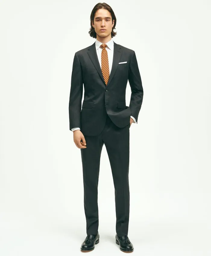 Men Slim Fit Wool 1818 Suit Grey Brooks Brothers Suits