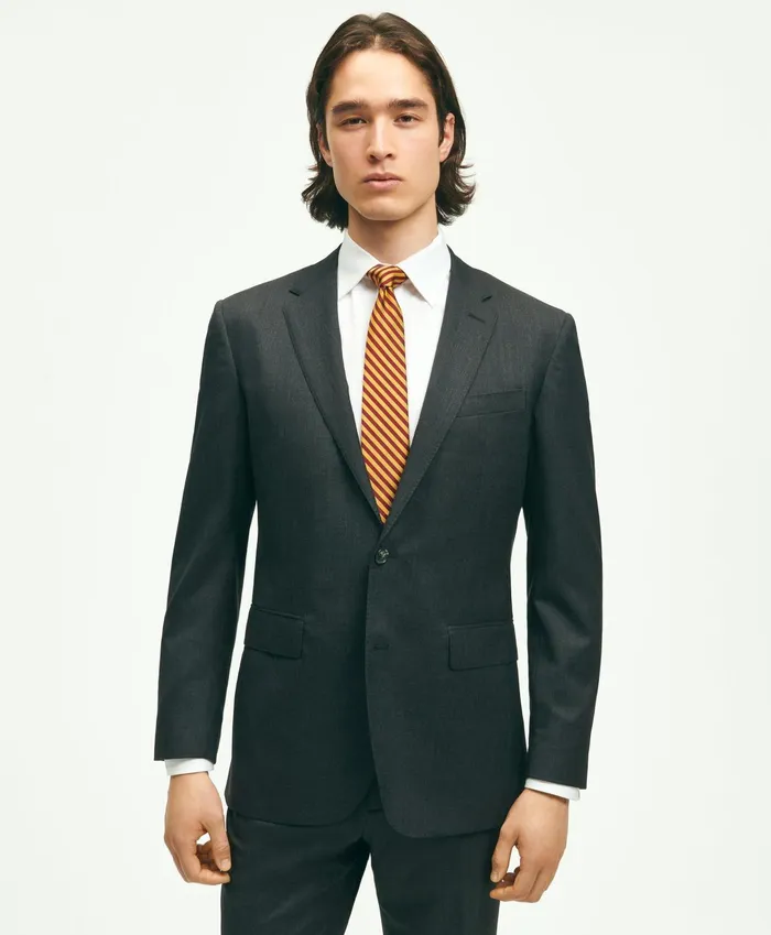 Men Slim Fit Wool 1818 Suit Grey Brooks Brothers Suits