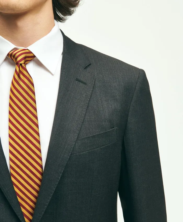 Men Slim Fit Wool 1818 Suit Grey Brooks Brothers Suits