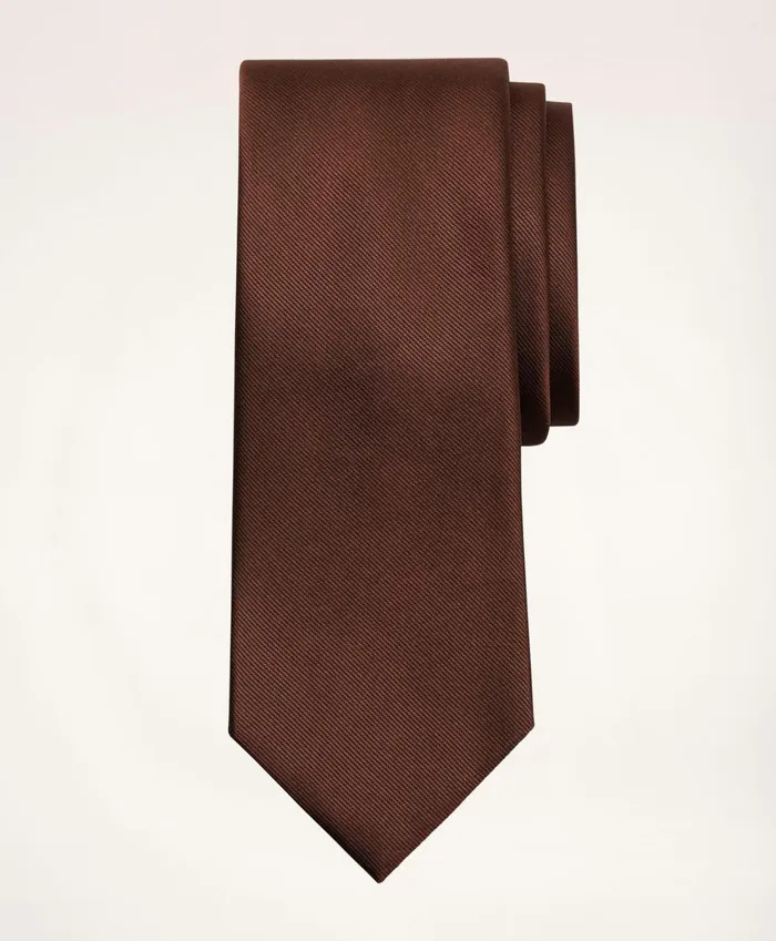 Men Solid Rep Tie Brown Brooks Brothers Ties and Pocket Squares