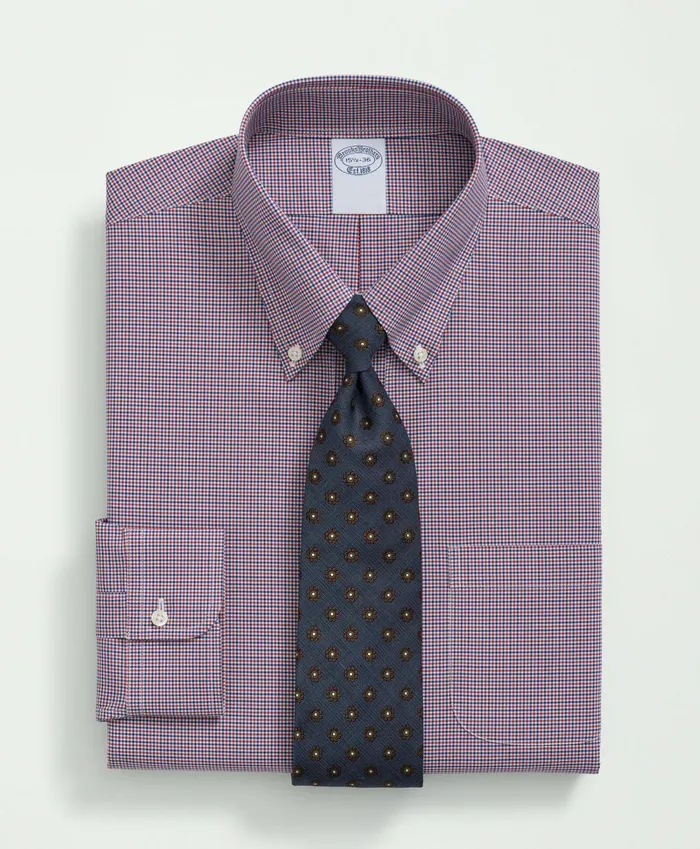 Men Stretch Supima Cotton NonIron Poplin Polo ButtonDown Collar Checked Dress Shirt Dark Red Brooks Brothers Dress Shirts Men Stretch Supima Cotton NonIron Poplin Polo ButtonDown Collar Checked Dress Shirt Dark Red Brooks Brothers Dress Shirts