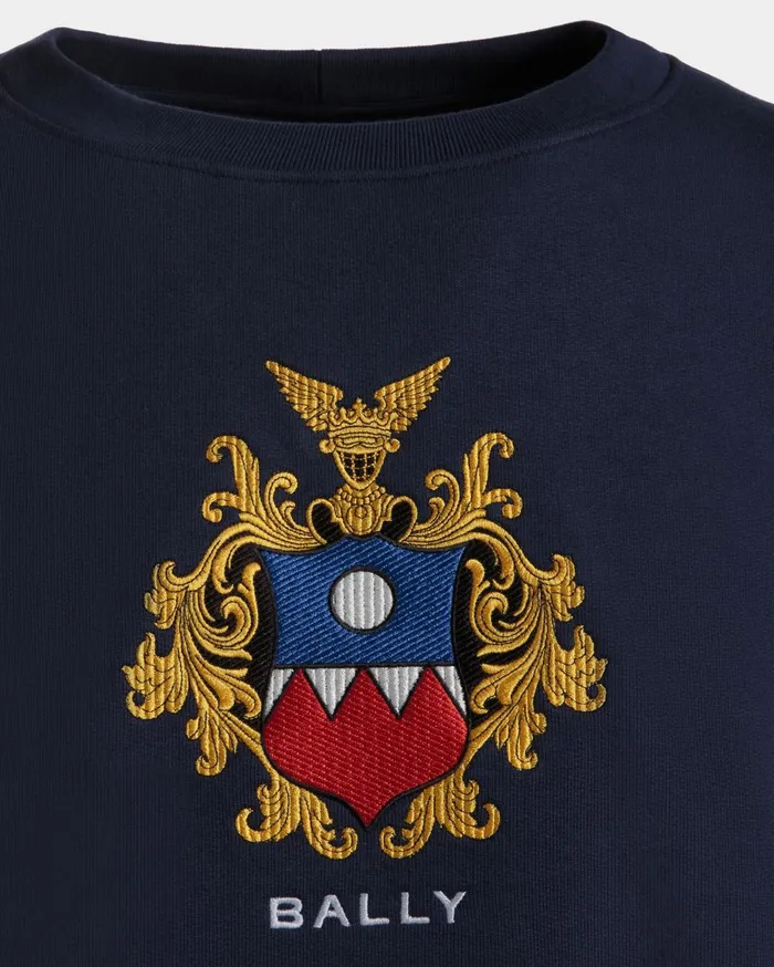 Men Sweatshirt In Navy Blue Cotton Bally Tracksuits