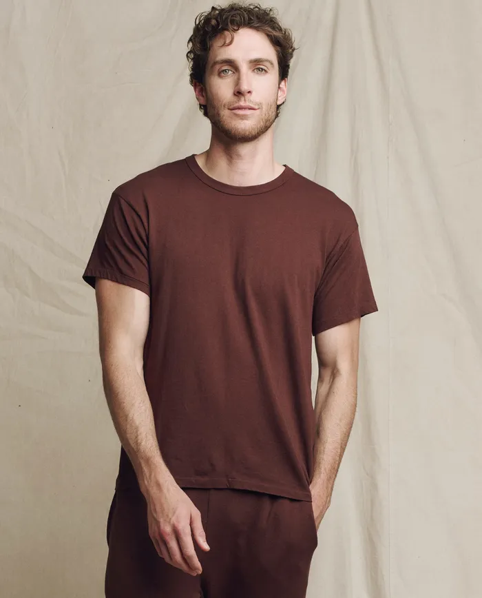 Men The Great The Men039s Boxy Crew Solid Toasted Walnut Tees and Sweats