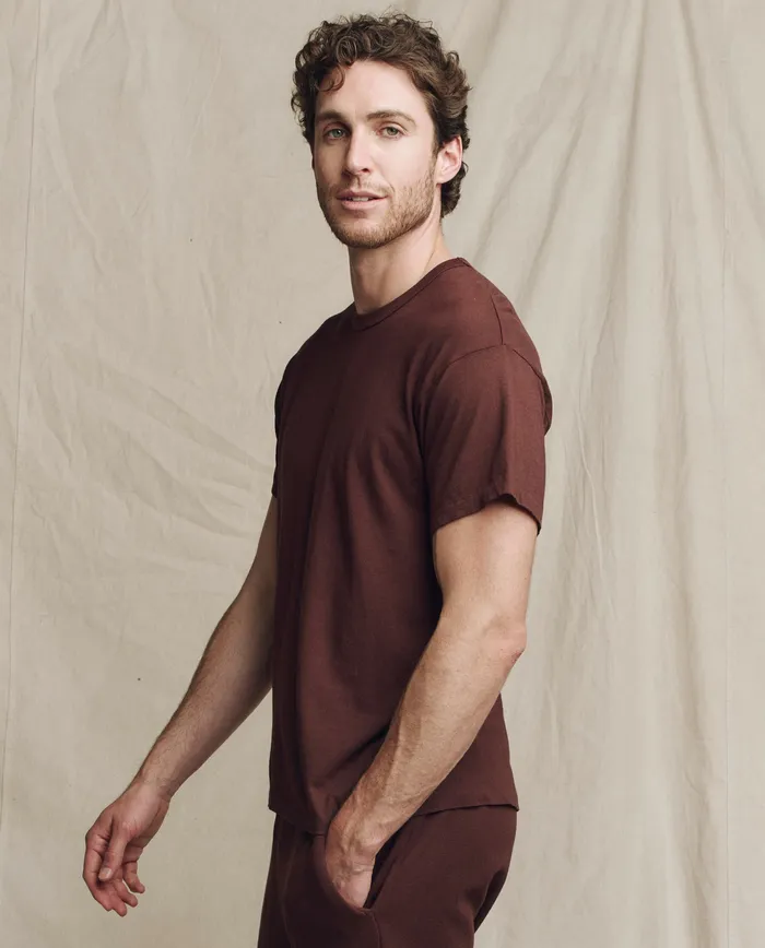 Men The Great The Men039s Boxy Crew Solid Toasted Walnut Tees and Sweats