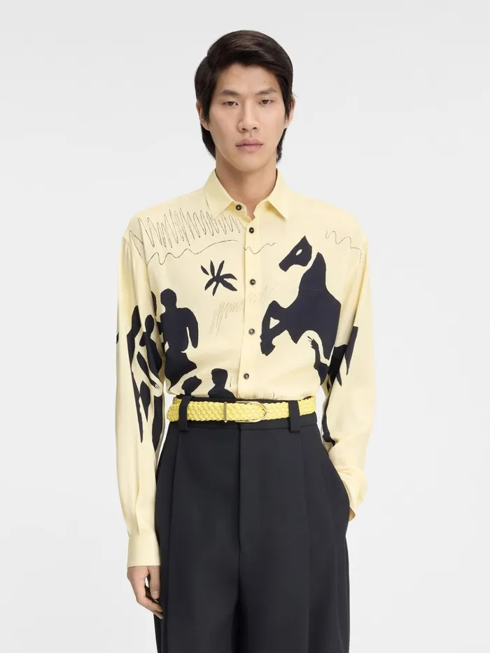 Men The Simon Shirt Print Horse Scene Yellow JACQUEMUS Shirts Men The Simon Shirt Print Horse Scene Yellow JACQUEMUS Shirts