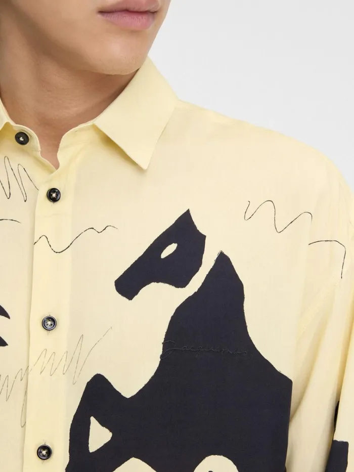 Men The Simon Shirt Print Horse Scene Yellow JACQUEMUS Shirts Men The Simon Shirt Print Horse Scene Yellow JACQUEMUS Shirts