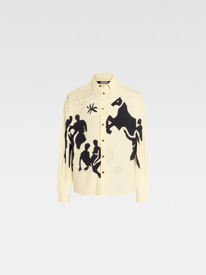 Men The Simon Shirt Print Horse Scene Yellow JACQUEMUS Shirts Men The Simon Shirt Print Horse Scene Yellow JACQUEMUS Shirts