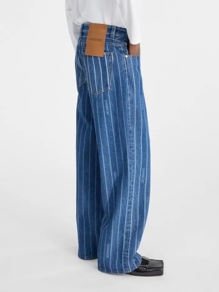Men The Wide DeNmes Denim Pants Print Blue Stripes JACQUEMUS Denim
