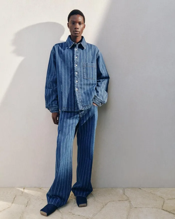 Men The Wide DeNmes Denim Pants Print Blue Stripes JACQUEMUS Denim