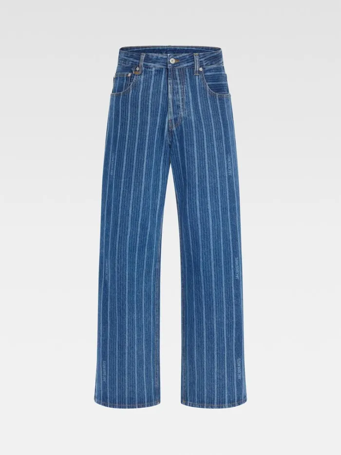 Men The Wide DeNmes Denim Pants Print Blue Stripes JACQUEMUS Denim