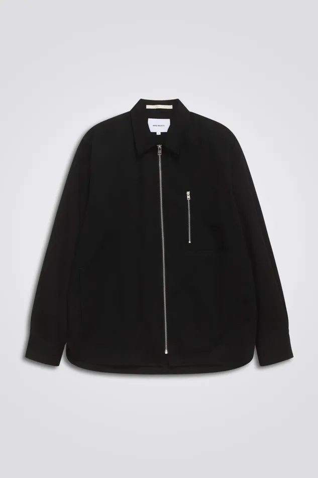 Men Ulrik Gabardine Overshirt Black Norse Projects Overshirts