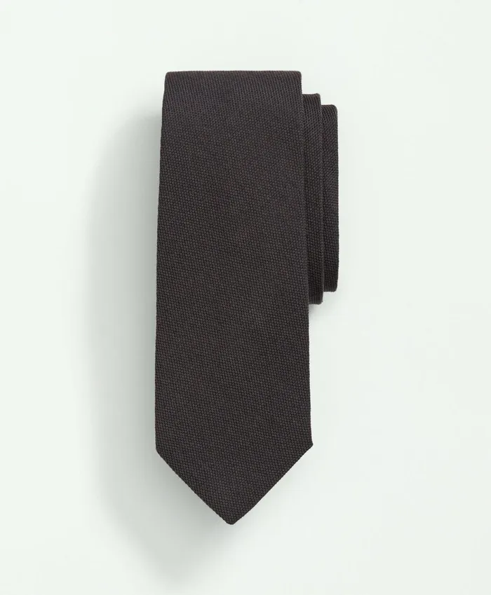 Men Wool Silk Oxford Tie Dark Brown Brooks Brothers Ties and Pocket Squares