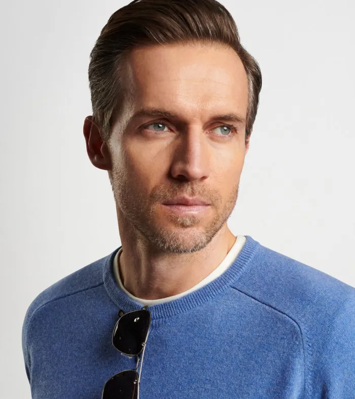 Mens Artisan Crafted Cashmere Flex Crew Vintage Indigo Peter Millar Sweaters Mens Artisan Crafted Cashmere Flex Crew Vintage Indigo Peter Millar Sweaters