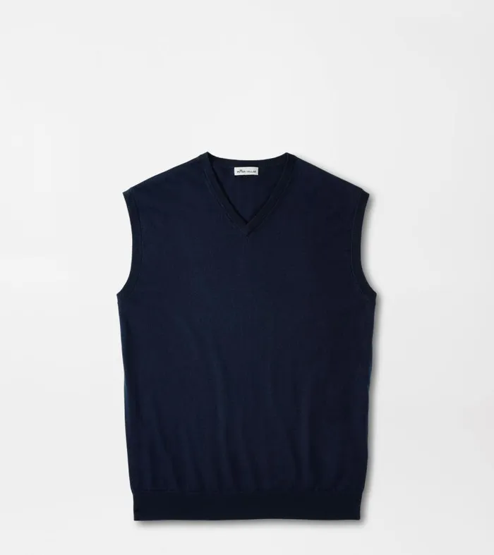 Mens Autumn Crest VNeck Vest Navy Peter Millar Sweaters