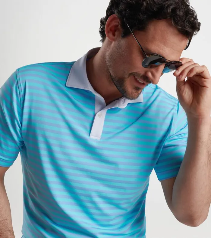 Mens Bass Performance Jersey Polo Tahoe Blue Peter Millar Polos Mens Bass Performance Jersey Polo Tahoe Blue Peter Millar Polos