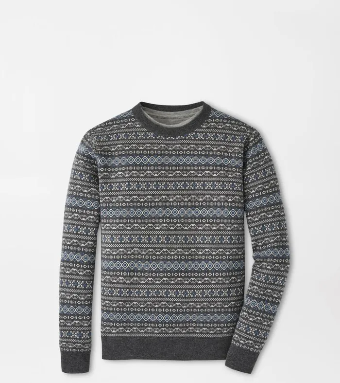 Mens Conway Wool Cashmere Fair Isle Crew Iron Peter Millar Sweaters