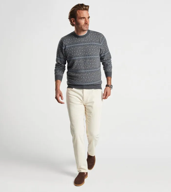 Mens Conway Wool Cashmere Fair Isle Crew Iron Peter Millar Sweaters Mens Conway Wool Cashmere Fair Isle Crew Iron Peter Millar Sweaters