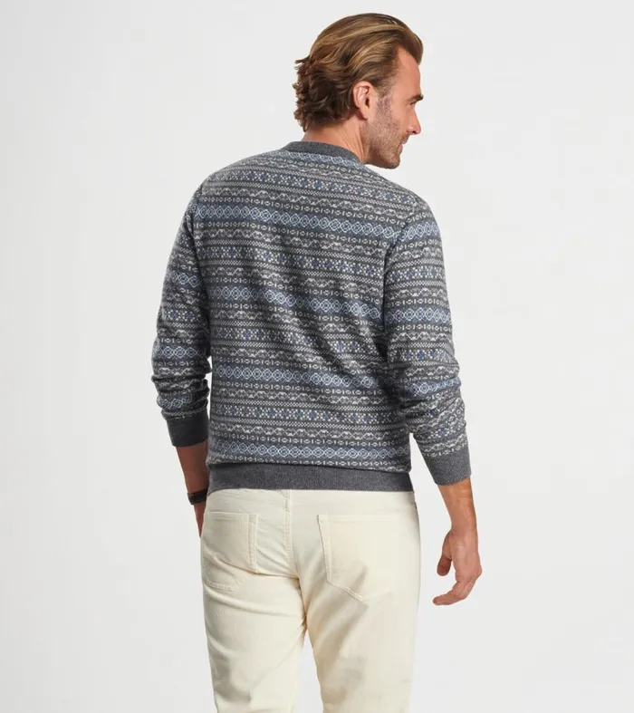 Mens Conway Wool Cashmere Fair Isle Crew Iron Peter Millar Sweaters Mens Conway Wool Cashmere Fair Isle Crew Iron Peter Millar Sweaters