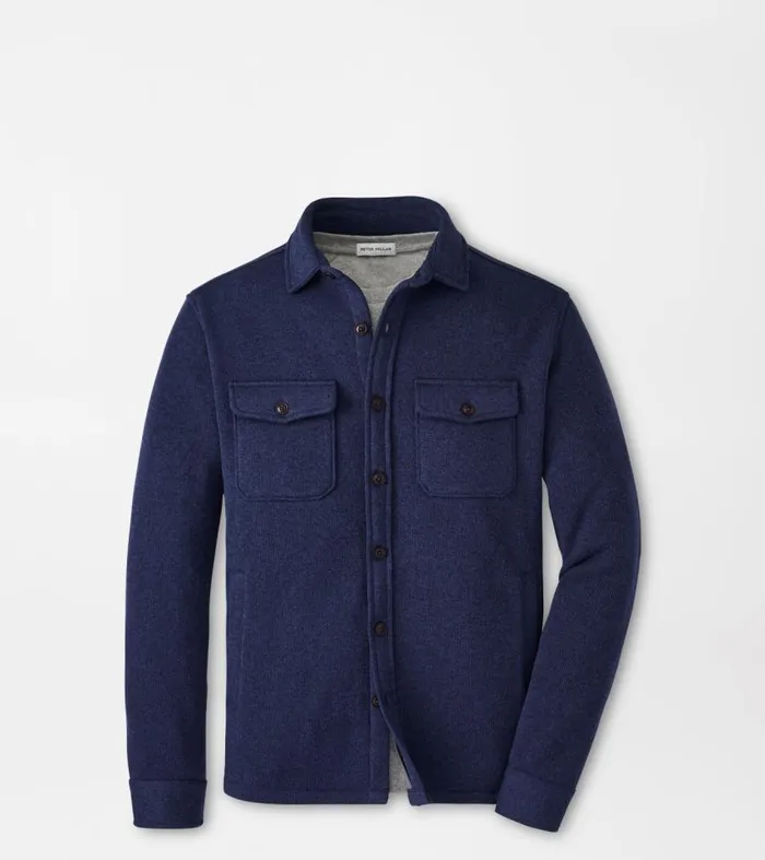 Mens Crown Sweater Fleece Shirt Jacket Navy Peter Millar Jackets and Coats