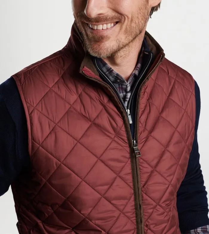 Mens Essex Quilted Travel Vest Cranberry Peter Millar Vests Mens Essex Quilted Travel Vest Cranberry Peter Millar Vests