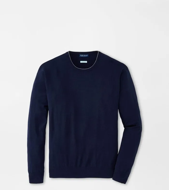 Mens Excursionist Flex Crew Navy Peter Millar Sweaters
