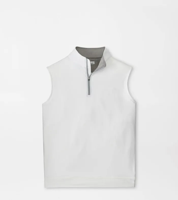Mens Galway Stretch Loop Terry QuarterZip Vest White Peter Millar Pullovers and Hoodies