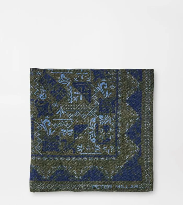 Mens Patched Tile Pocket Square Dark Olive Peter Millar Pocket Squares