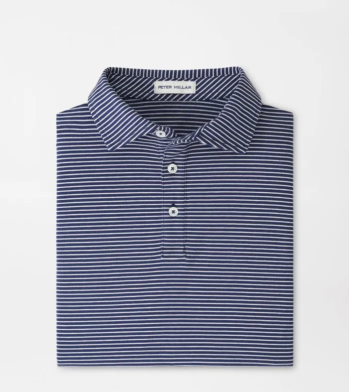 Mens Pilot Mill Halifax Stripe ShortSleeve Polo Navy Peter Millar Polos