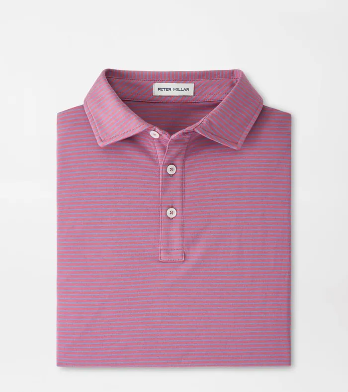 Mens Pilot Mill Halifax Stripe ShortSleeve Polo Radish Peter Millar Polos