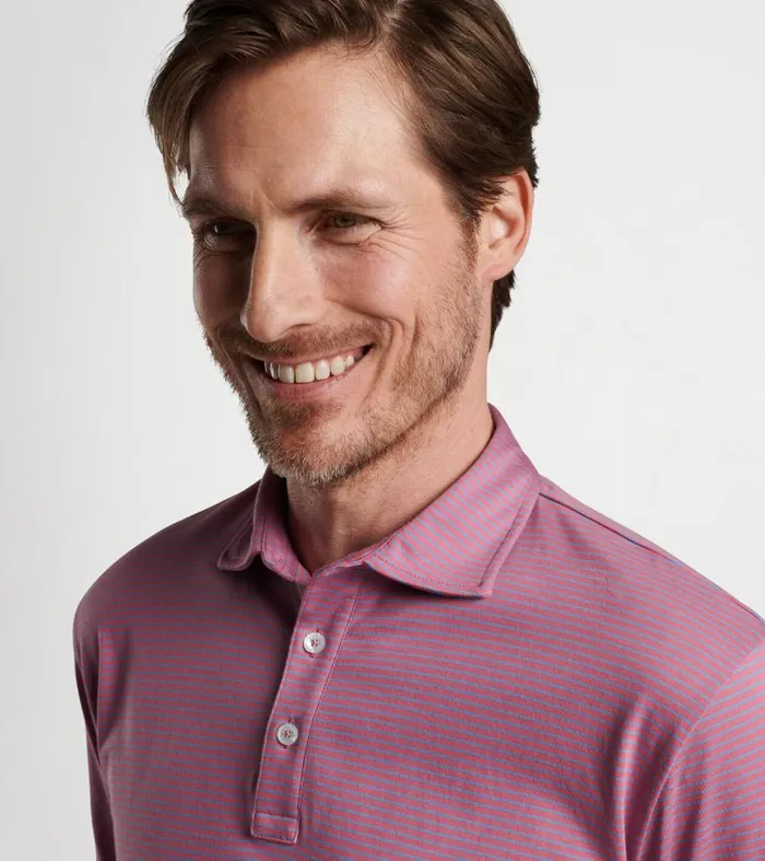 Mens Pilot Mill Halifax Stripe ShortSleeve Polo Radish Peter Millar Polos Mens Pilot Mill Halifax Stripe ShortSleeve Polo Radish Peter Millar Polos