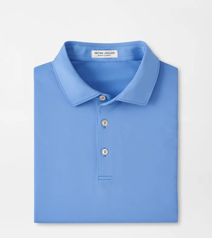 Mens Solid Performance Jersey Polo Bondi Blue Peter Millar Polos