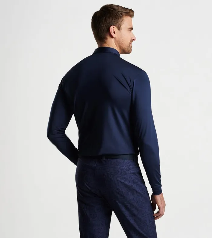 Mens Solid Stretch Jersey Long Sleeve Polo Navy Peter Millar Polos