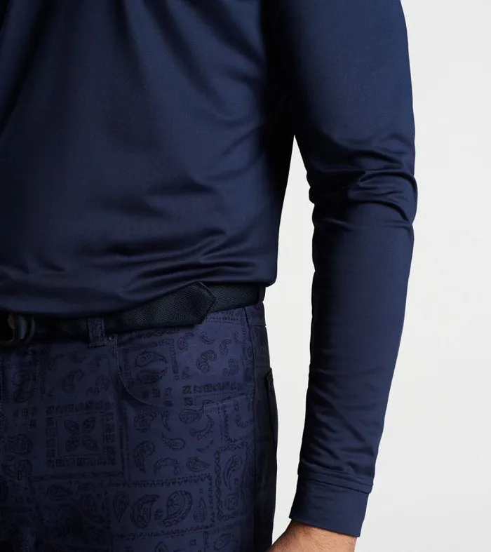 Mens Solid Stretch Jersey Long Sleeve Polo Navy Peter Millar Polos