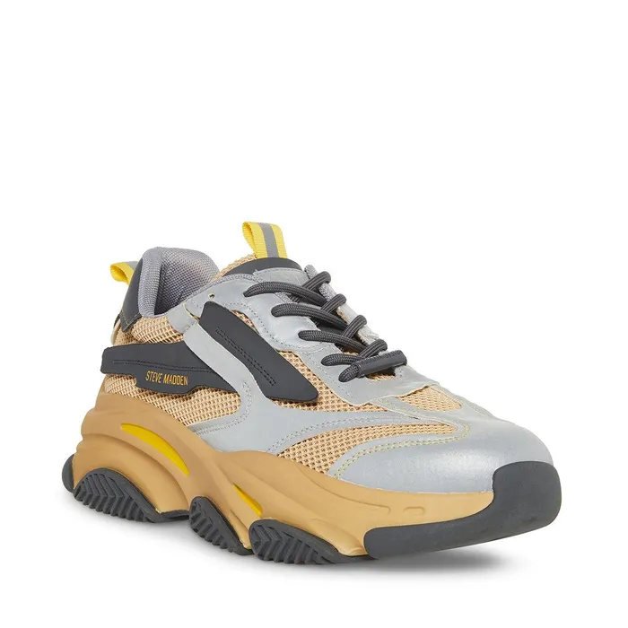 Mens Steve Madden Sneakers Possess Gold Multi
