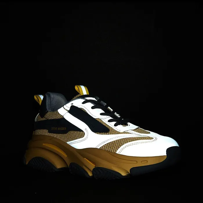 Mens Steve Madden Sneakers Possess Gold Multi