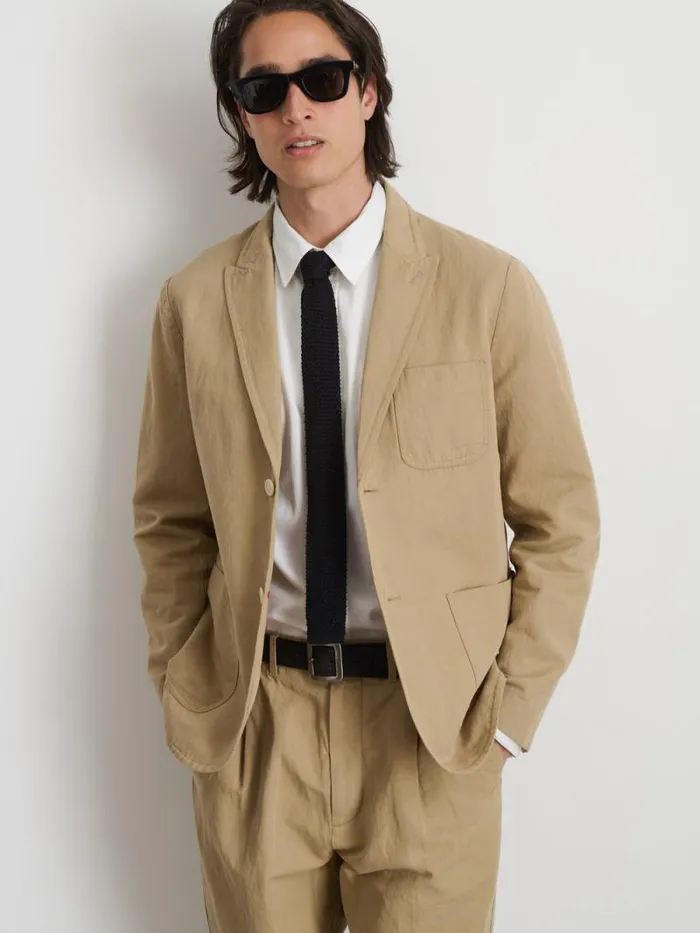 Mercer Blazer In Cotton Linen Khaki Men Alex Mill Suiting Blazers