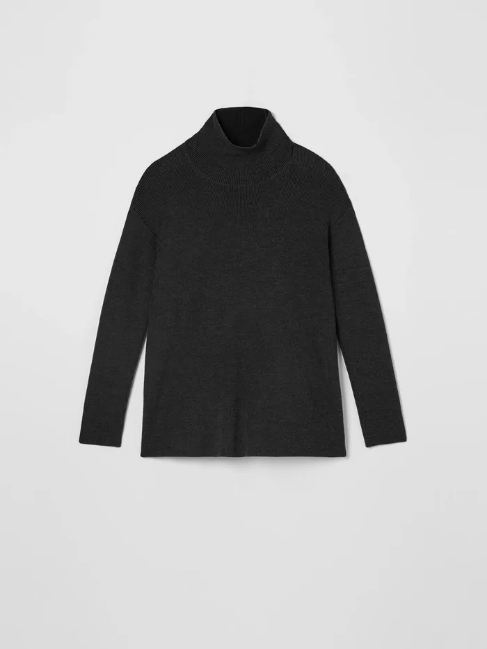 Merino Turtleneck Top Charcoal Women Eileen Fisher Sweaters and Cardigans