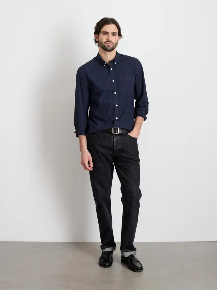 Mill Shirt In Cotton Poplin Dark Navy Men Alex Mill Shirts