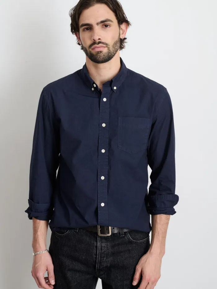Mill Shirt In Cotton Poplin Dark Navy Men Alex Mill Shirts