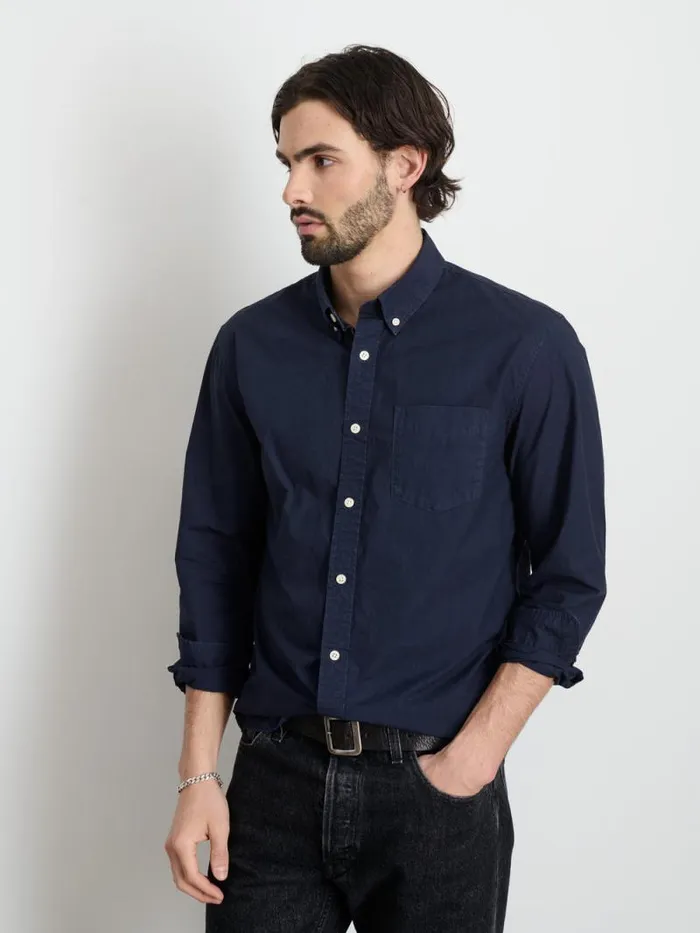Mill Shirt In Cotton Poplin Dark Navy Men Alex Mill Shirts