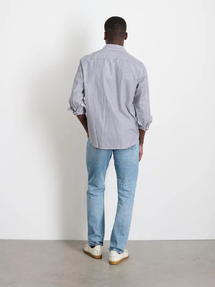 Mill Shirt In Striped Cotton Poplin Navywhite Men Alex Mill Shirts