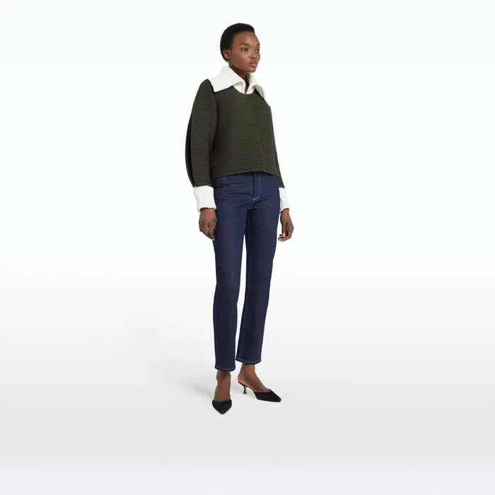 Mirielle Slate Green and Ivory Knit Cardigan Women Safiyaa Knitwear