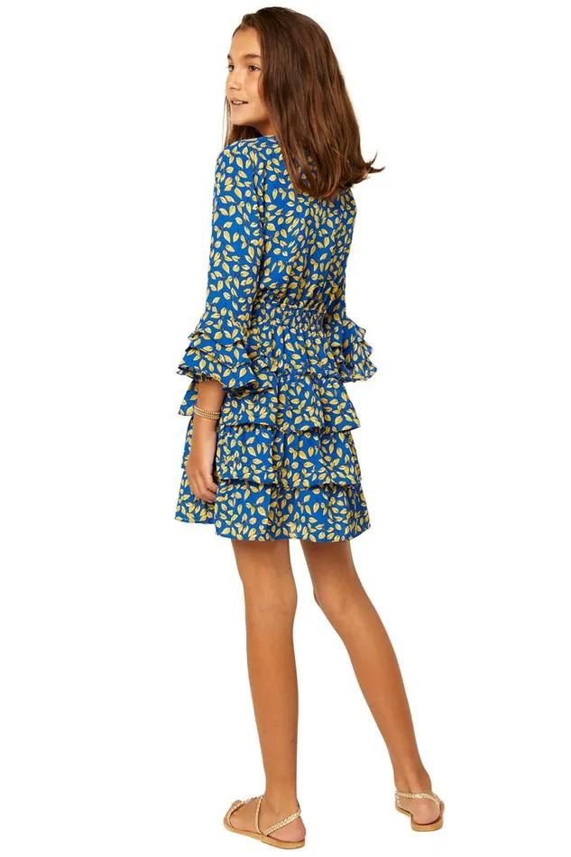 Misa Elle Women MISA Los Angeles ROSE DRESS Yellow Ditzy Leaf