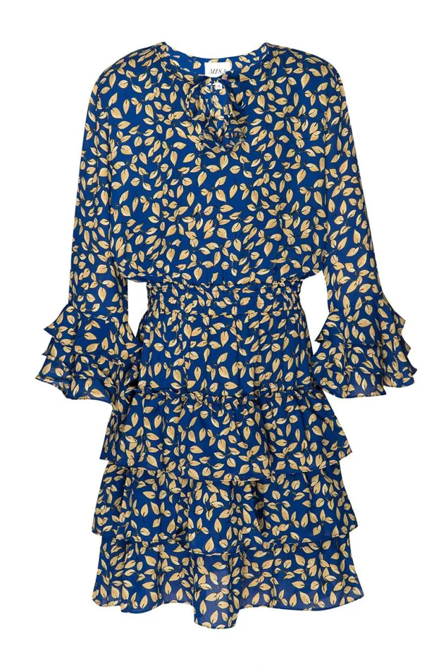 Misa Elle Women MISA Los Angeles ROSE DRESS Yellow Ditzy Leaf