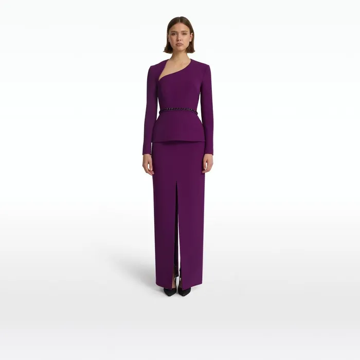 Nadia Currant Top With Embroidered Belt Women Safiyaa Tops