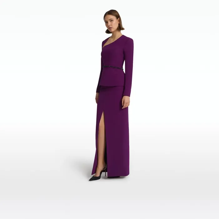 Nadia Currant Top With Embroidered Belt Women Safiyaa Tops
