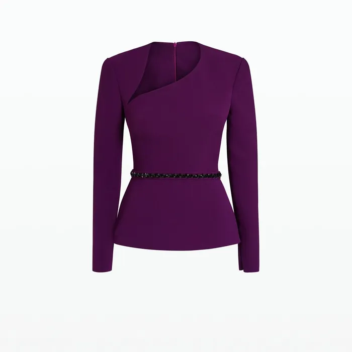Nadia Currant Top With Embroidered Belt Women Safiyaa Tops