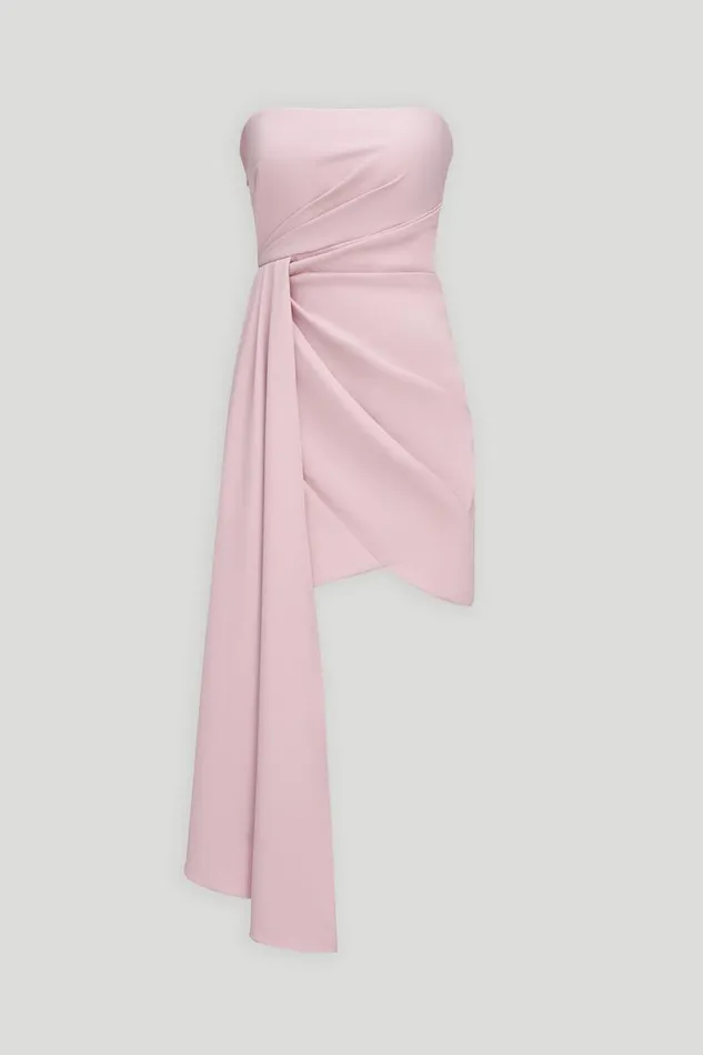 Nitara Dress In Crepe Mauve Blush Women Halston Dresses